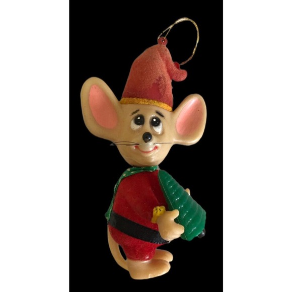 Vintage Jasco Merry Mice Mouse Flocked Christmas Ornament Hong Kong 1979 - Picture 7 of 7